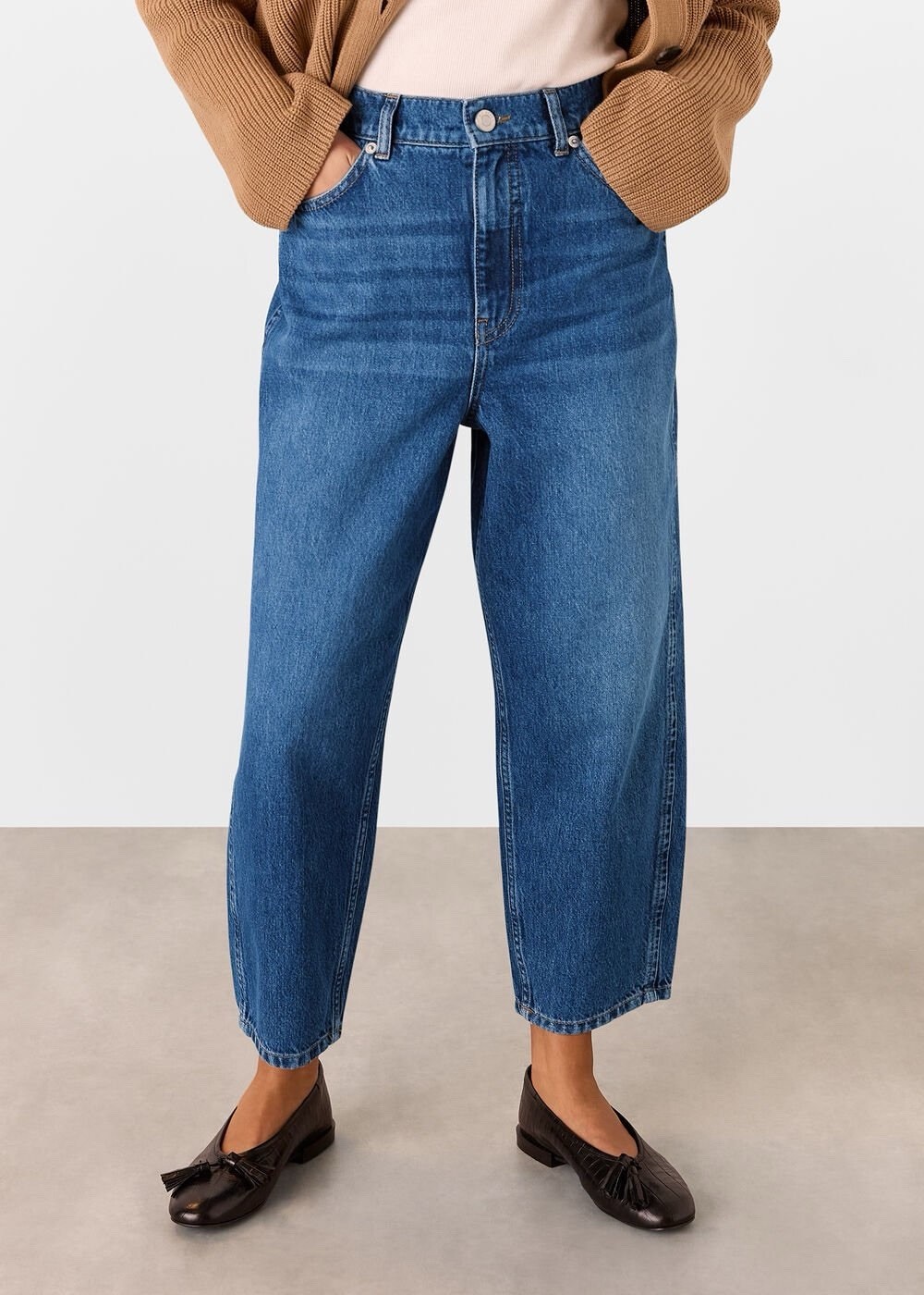 Whistles Denim Petite Authentic Barrel Leg Jean Size 28 RRP £95 New With Tags