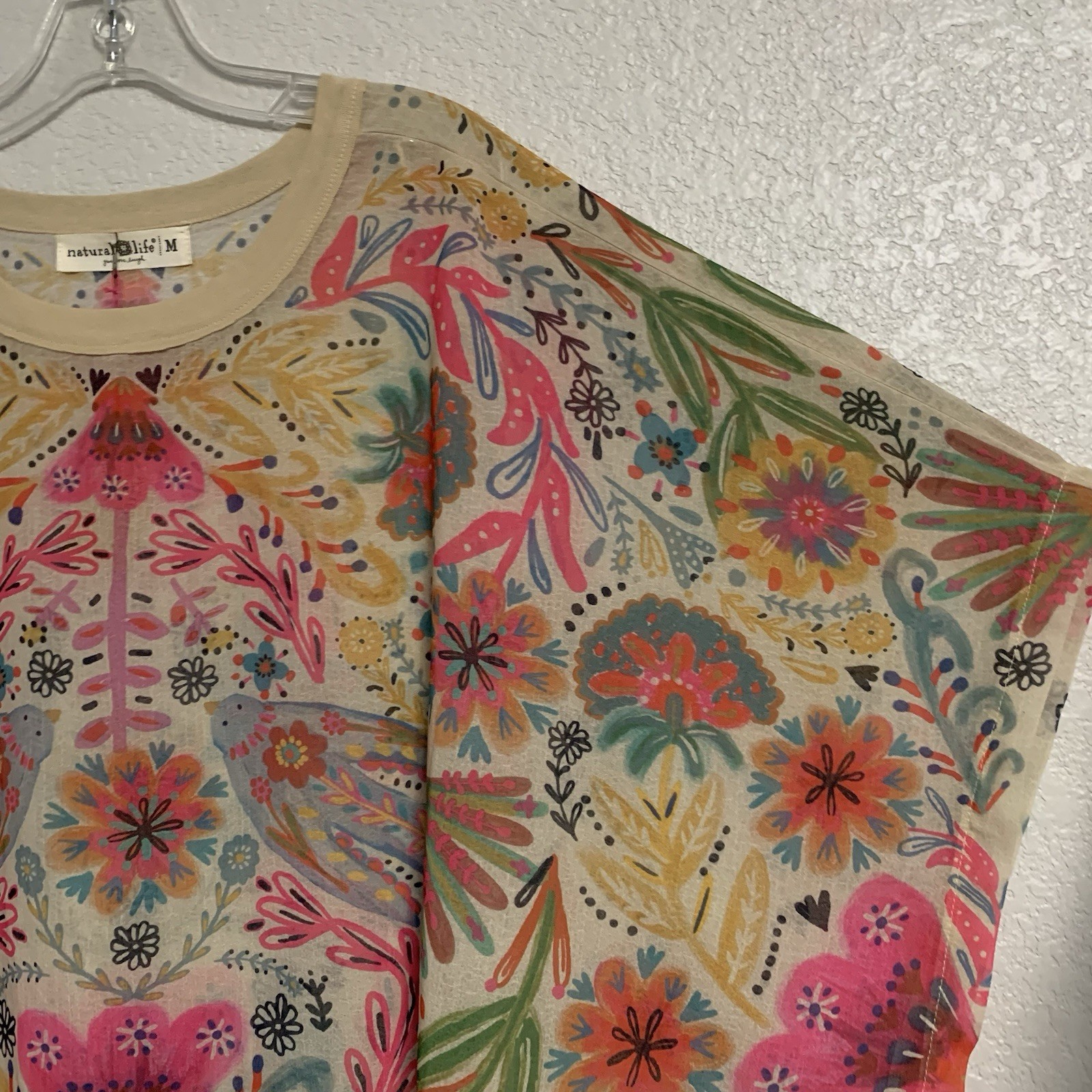 Natural Life Dress Size M Happy Days Shift Oversized Floral Sheer Boho Beach