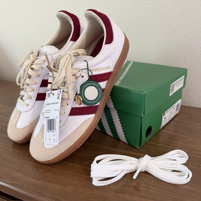Adidas Samba OG Sporty & Rich Cream White/Collegiate Burgundy IF5660 M 7.5 W 8.5