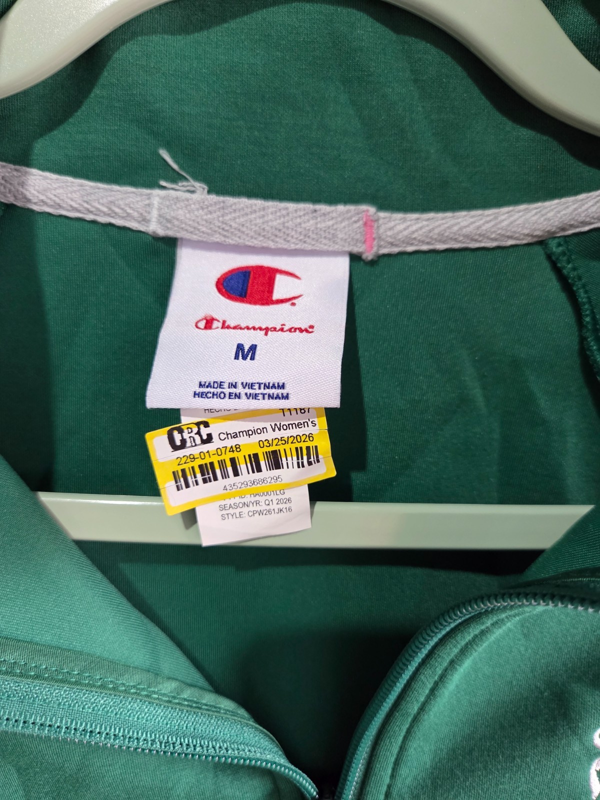 Champion In the Stands Full Zip Top Women’s Medium Green Mock Neck Long Sleeve