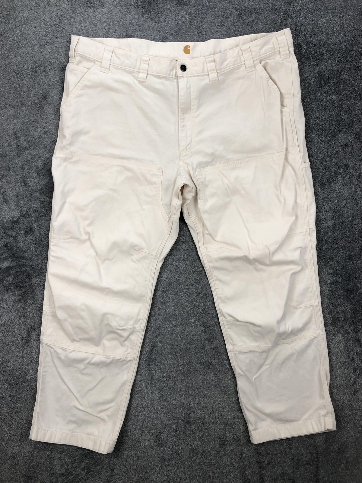 Carhartt Pants Mens 46×30 White Relaxed Fit Canvas Carpenter Double Knee Stretch