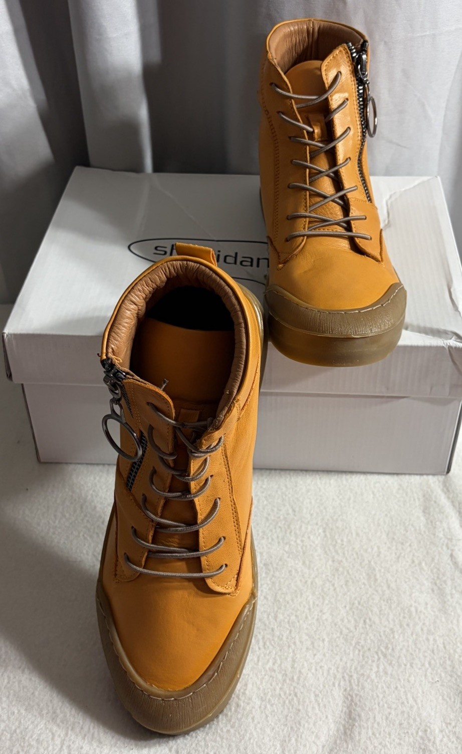 MIA Sheridan Leather High Top Ankle Boots Orange Side Zip Alba Women’s 8.5