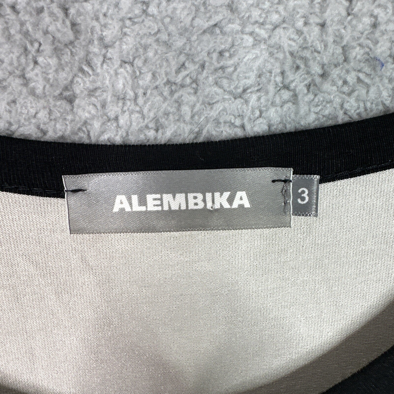 Alembika Tunic Top Size 3 L XL Beige Black Trim Jersey Knit Relaxed Stretch