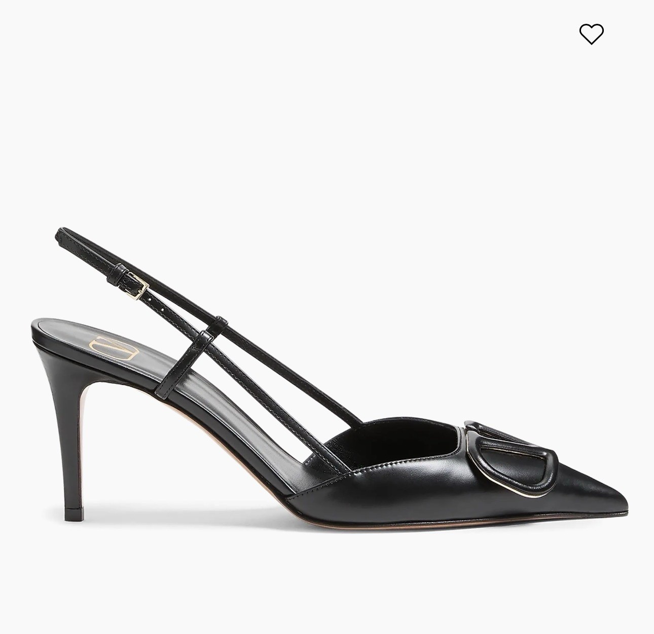 Valentino Black Leather Slingback Stiletto Pointed Toe Women’s Heels Logo Accent