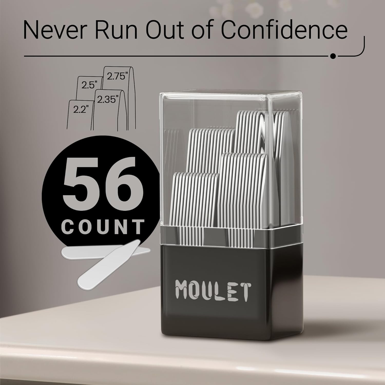 Collar Stays – 56-Piece Set with 4 Sizes in Precision Case