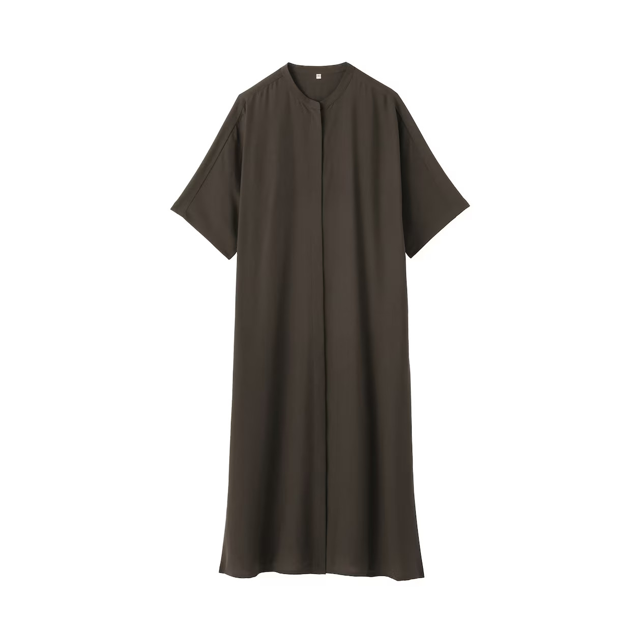 MUJI Womens Smooth 1/2 Sleeve Dress Dark Brown FedEx