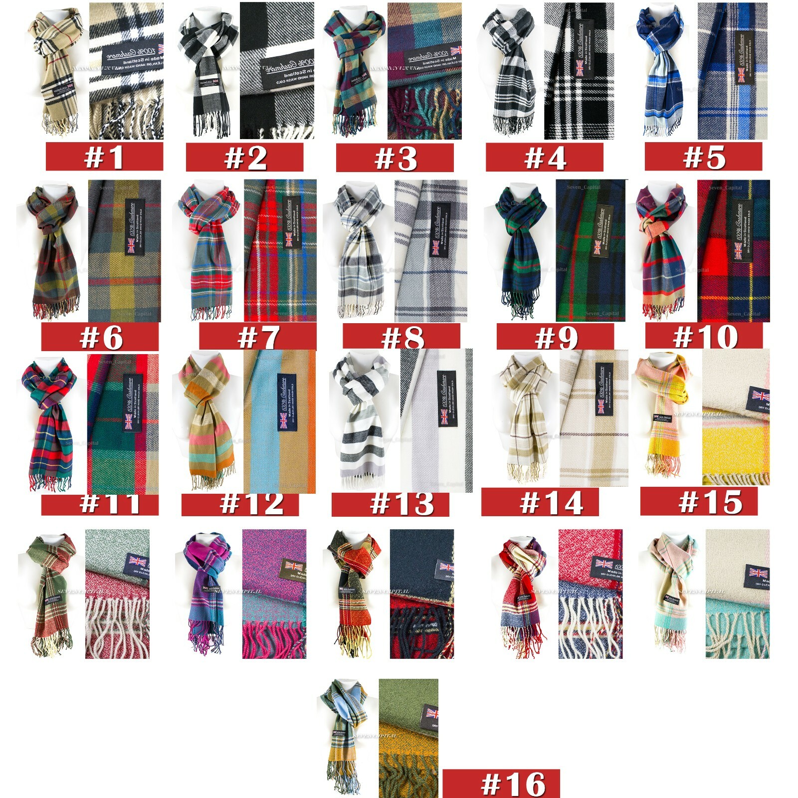 Mens Womens Winter Warm SCOTLAND Made 100% CASHMERE Scarf Scarves Plaid Wool