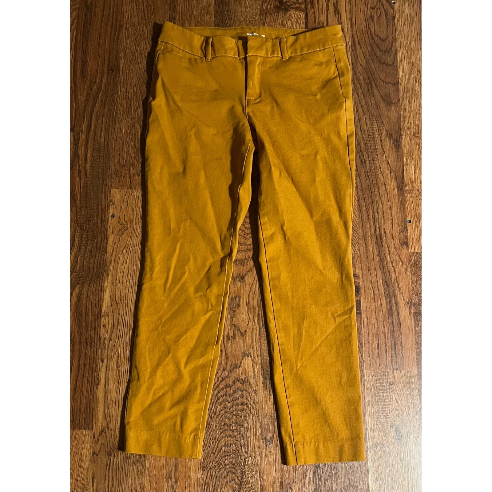Old Navy Pixie Pants Womens 8 Mustard Yellow Ankle Chino Mid Rise Slim Tapered