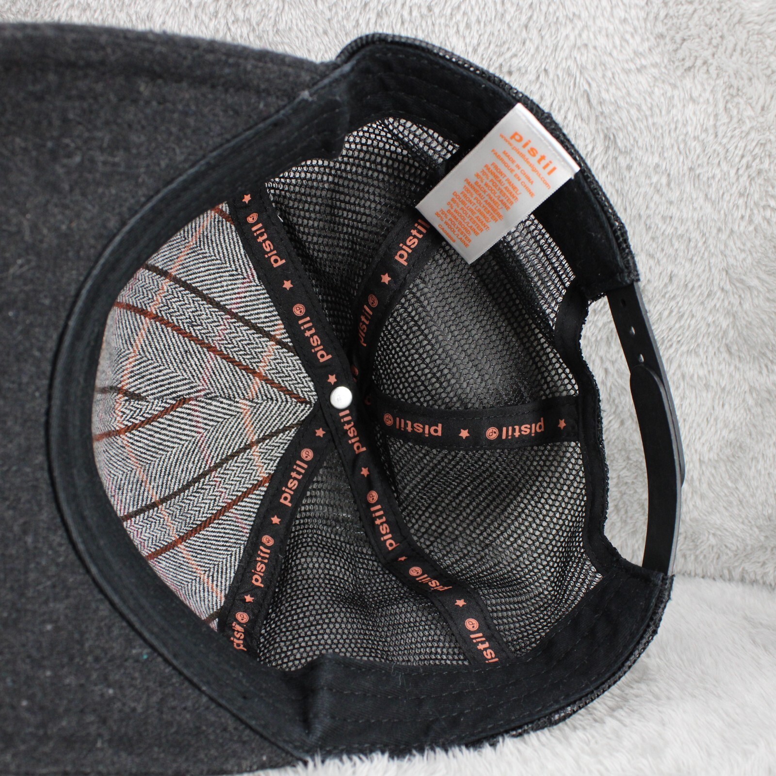 Pistil Fox Hat Cap Mens Wool Snap Back Black Trucker Hike Camp Outdoors Gorpcore