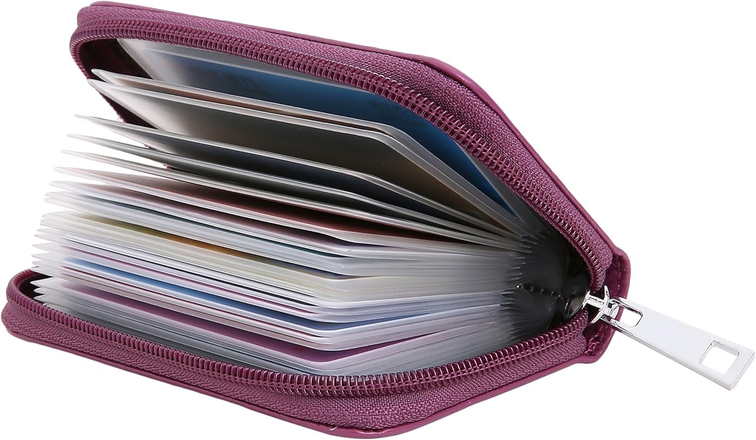 Genuine Leather Credit Card Holder Zipper Wallet With 26 Card Slots
