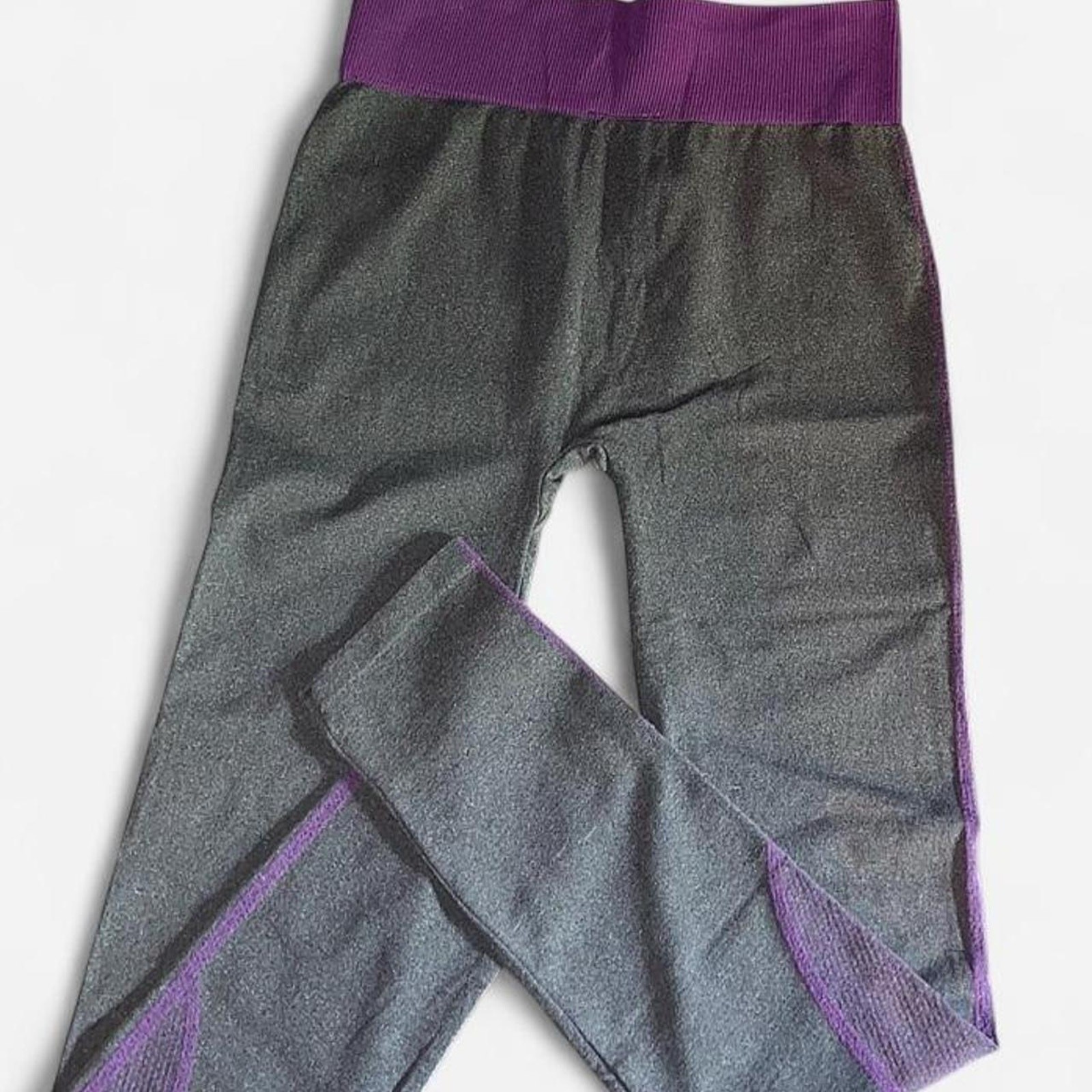Blue Star Bright Purple Charcoal Leggings Sports Bra Set – Size L/XL