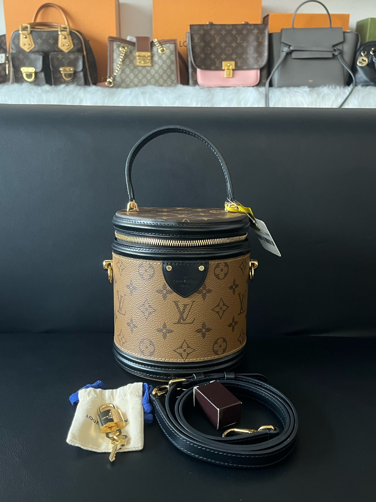 Authentic Louis Vuitton Cannes Monogram Canvas Top Handle Bag Brown Gold-Tone