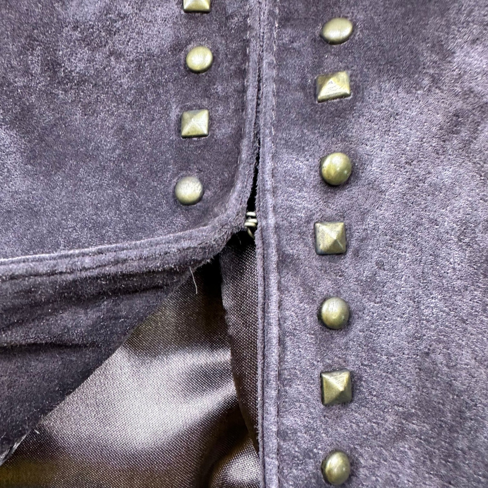 Brown Genuine Suede Studded Jacket Petite Small Statement Jacket