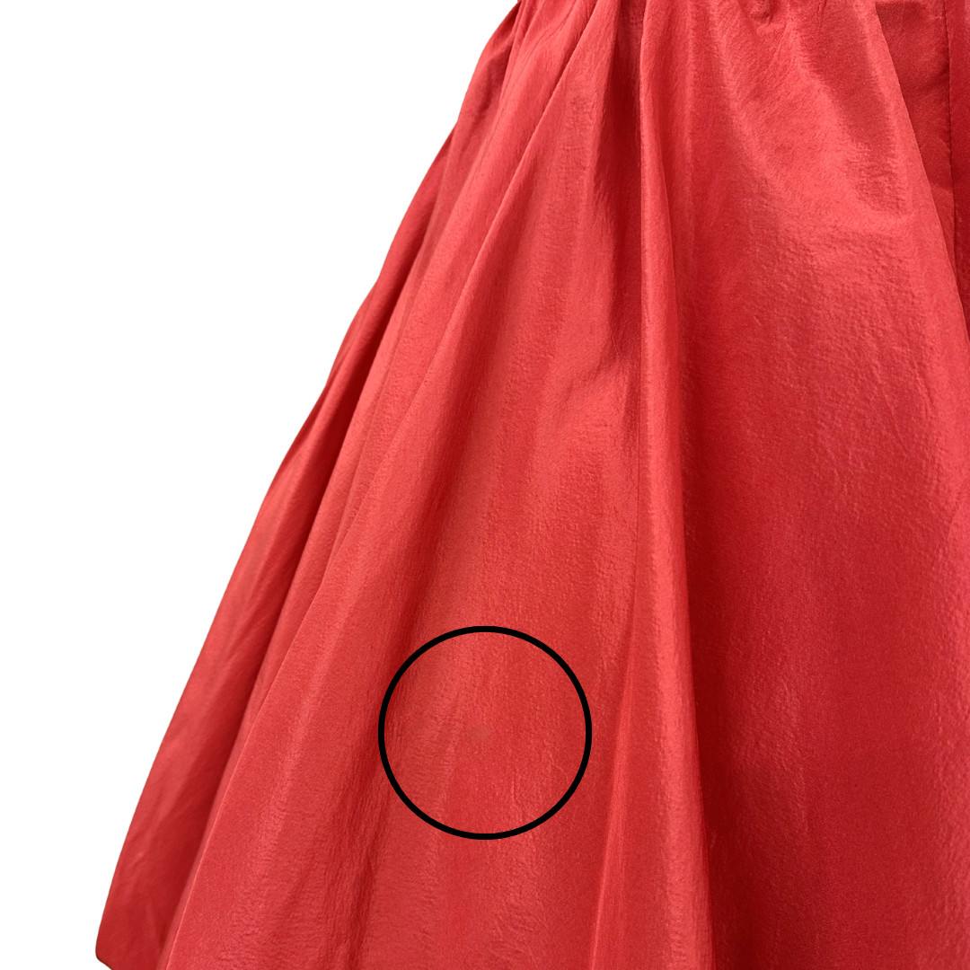 Vintage 1950s Ceil Chapman Red Taffeta Draped Bustle Pointed Bust Dress