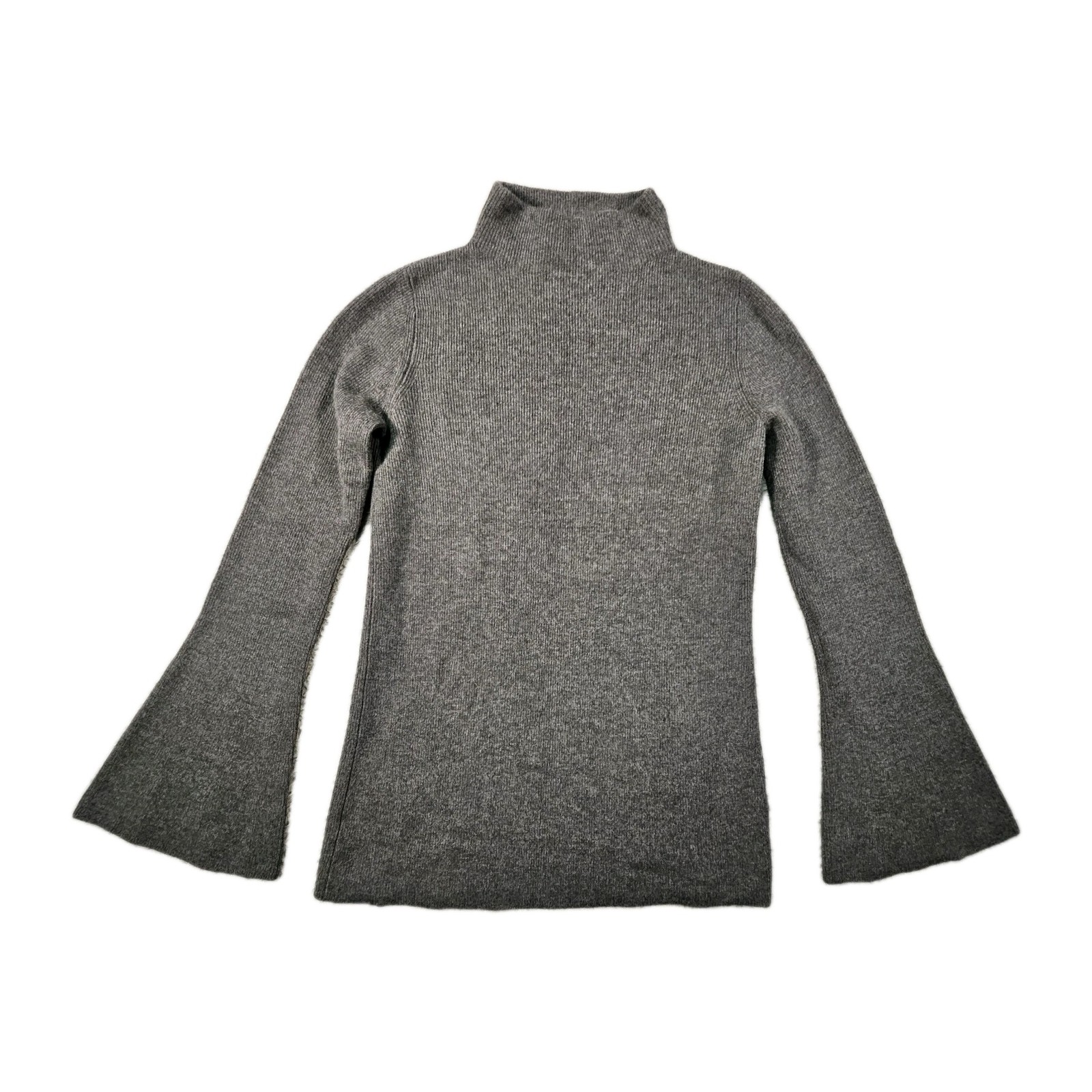 Robert Rodriguez V Back Sweater Womens M Gray Wool Cashmere Bell Sleeve Designer