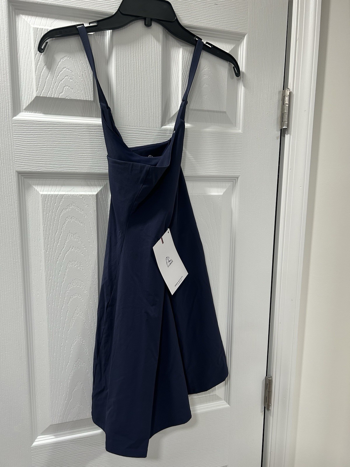 Rhoback Demi Active Dress Navy Solid Moisture Wicking Pockets Strappy Size S