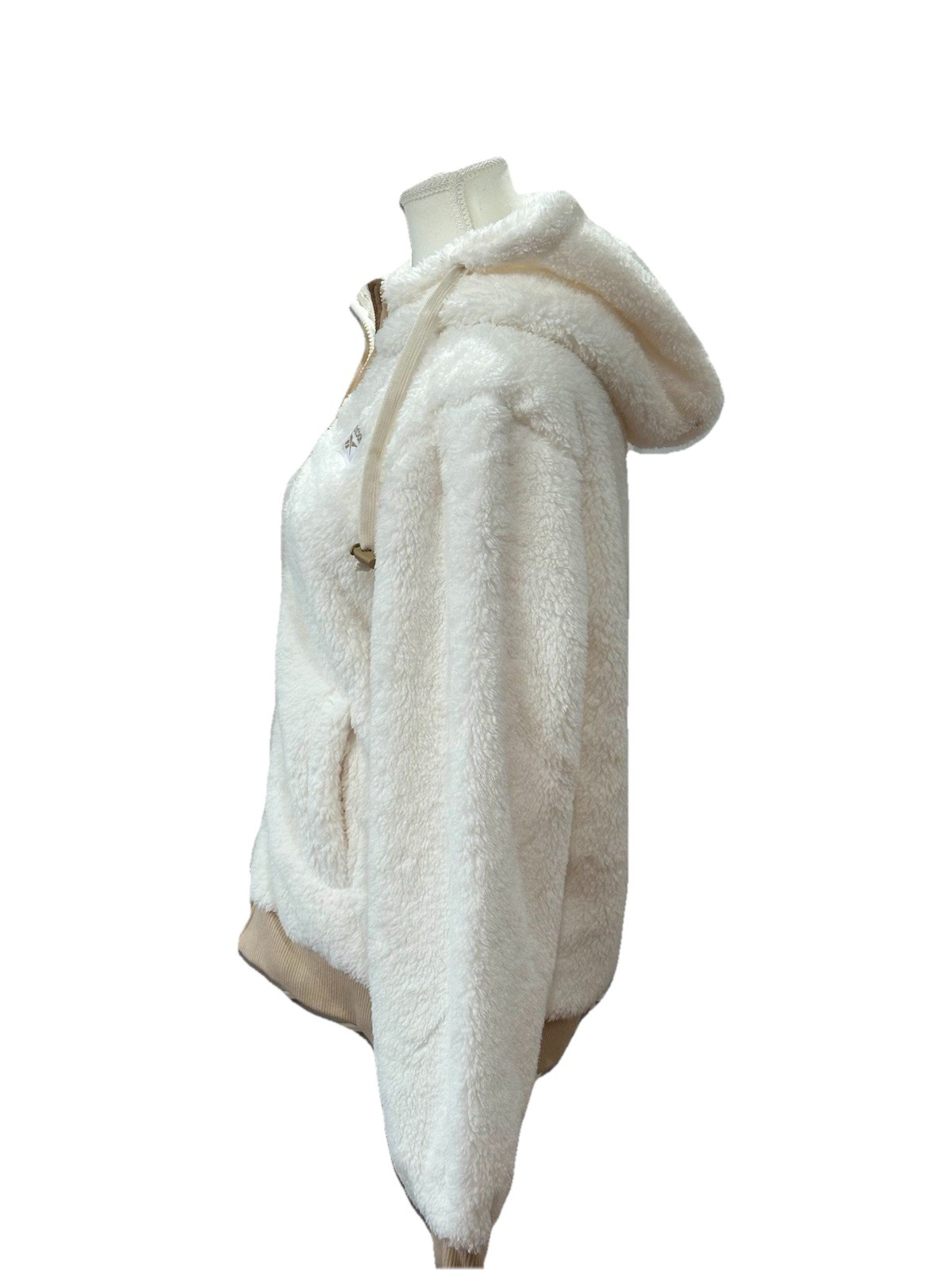 Reebok Women’s Drawstring Hooded Heavy Mountain Jacket Faux Fur Cream M $95