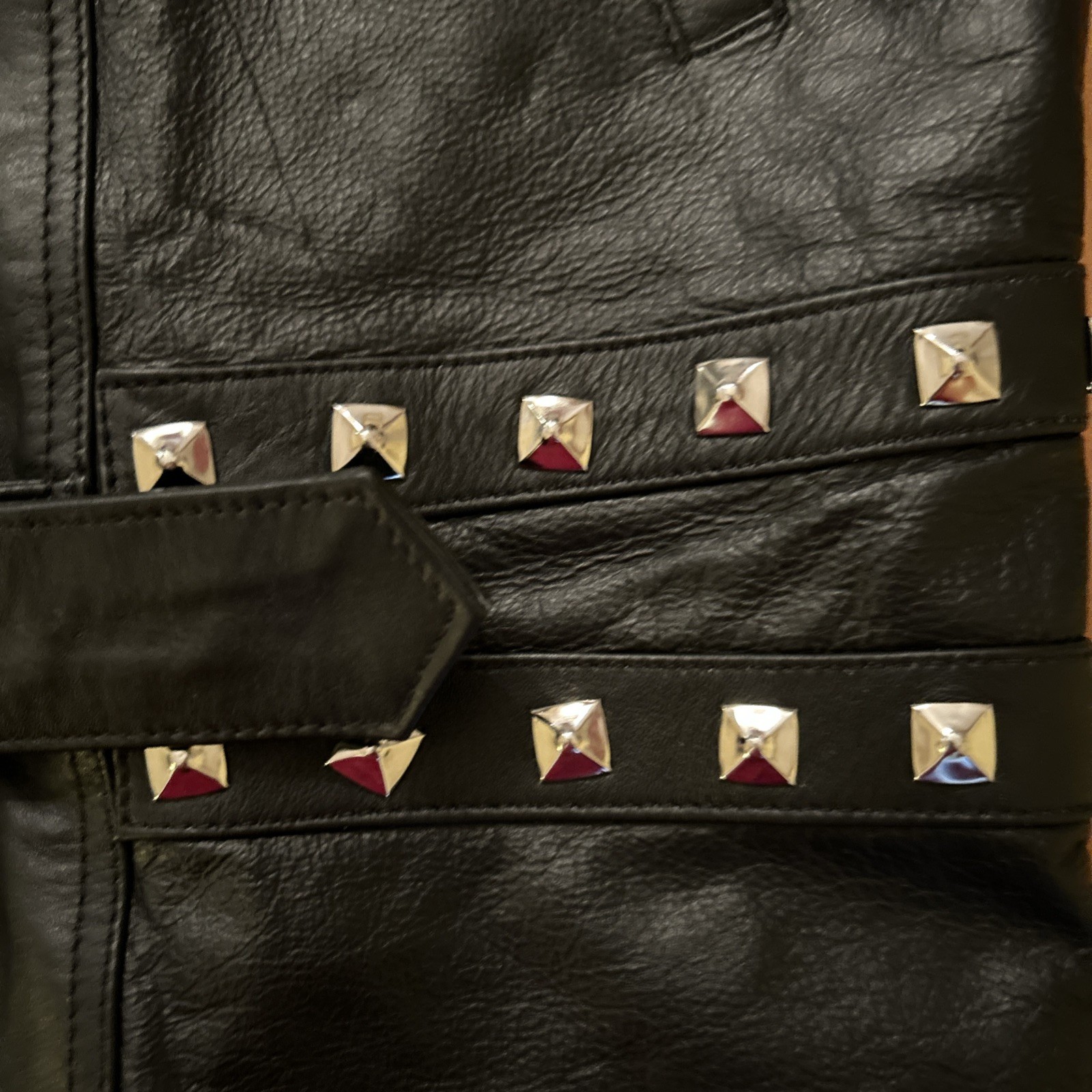 Handmade Studded Leather Vest Men’s US XL Belted Rocker Biker Punk Heavy Metal