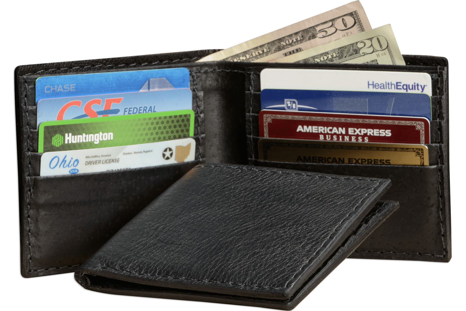 Black American Bison Bifold Wallet Quality USA Handcrafted