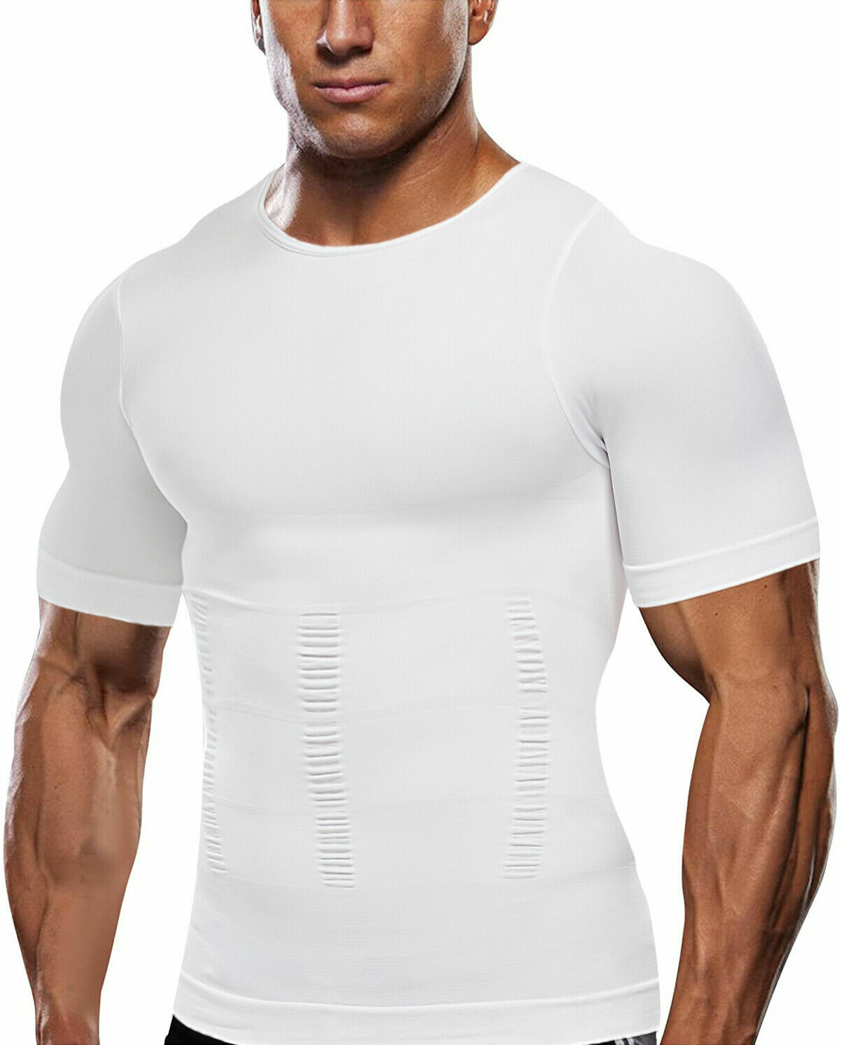 Men Slimming Body Shaper Gynecomastia T-shirt Posture Corrector Vest Compression
