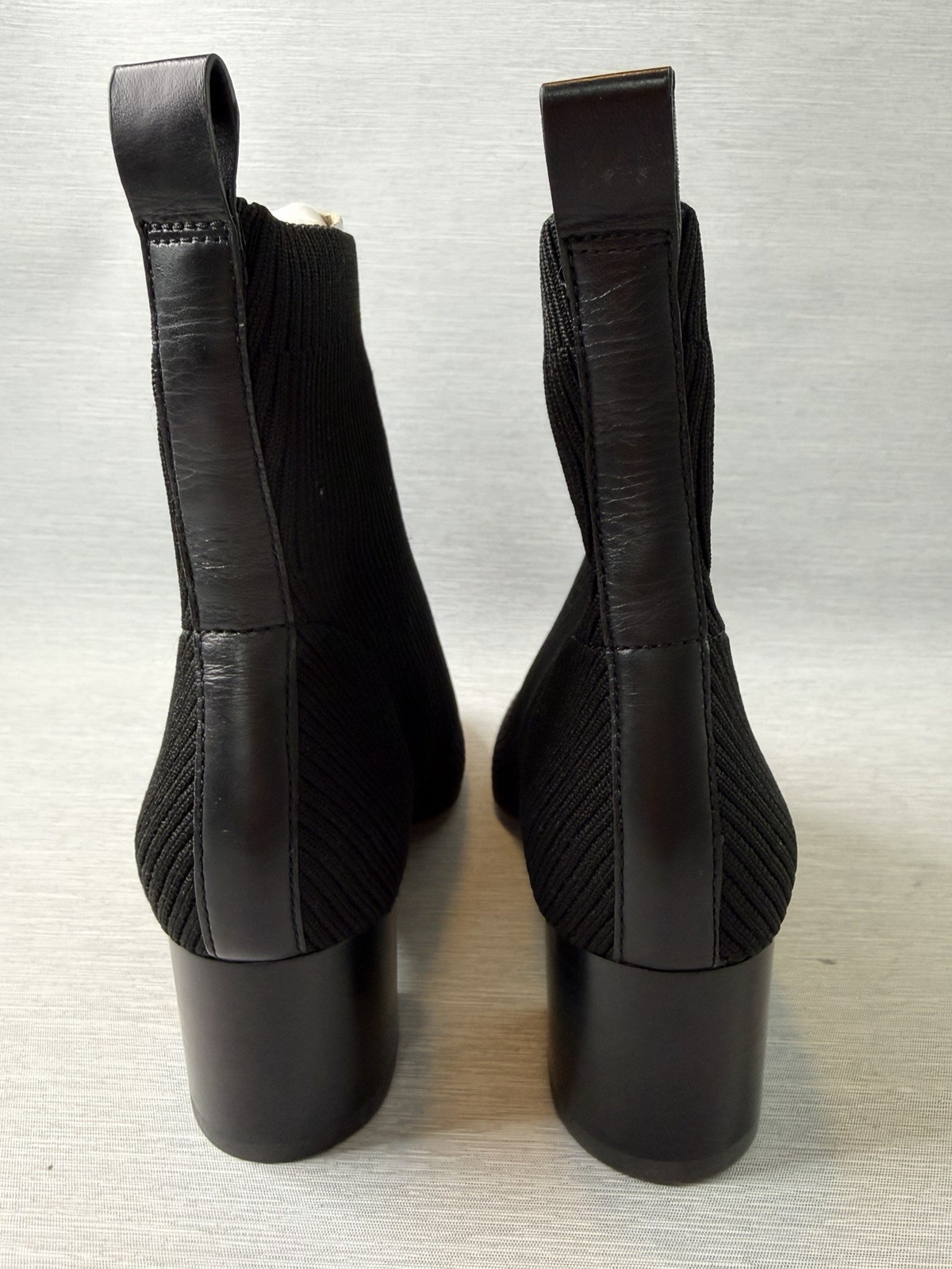 Everlane The Glove Boot Rib Knit Ankle Sock Boots Size 8 Black ReKnit Block Heel