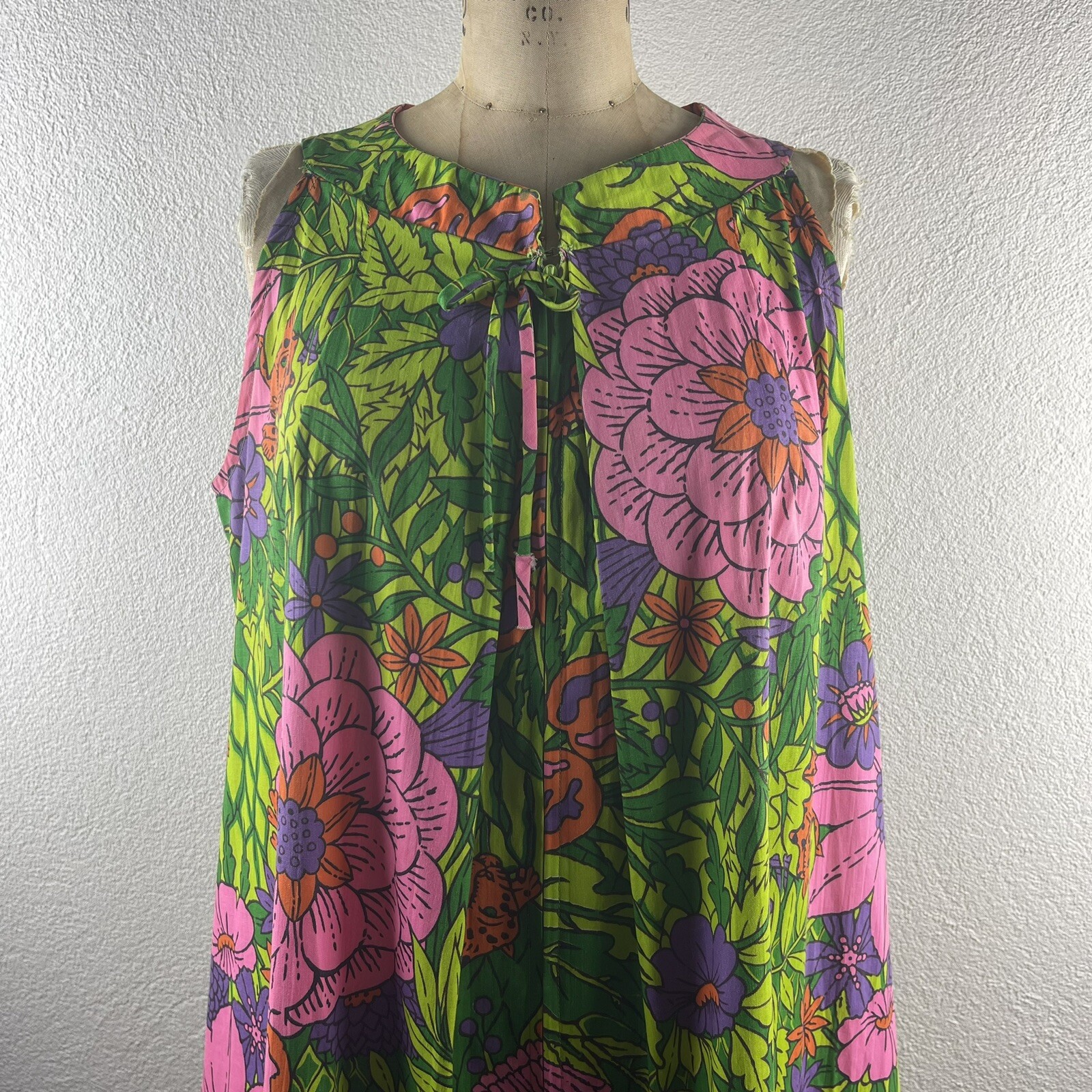 Vintage l 60s M Coffee Break Mod Novelty Floral Jungle Leopard Zip Pockets Dress
