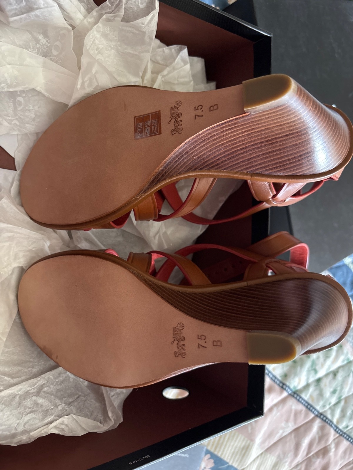 Coach Shoes. Wedge heels, size 7.5, brand new shoes. Never worn it.