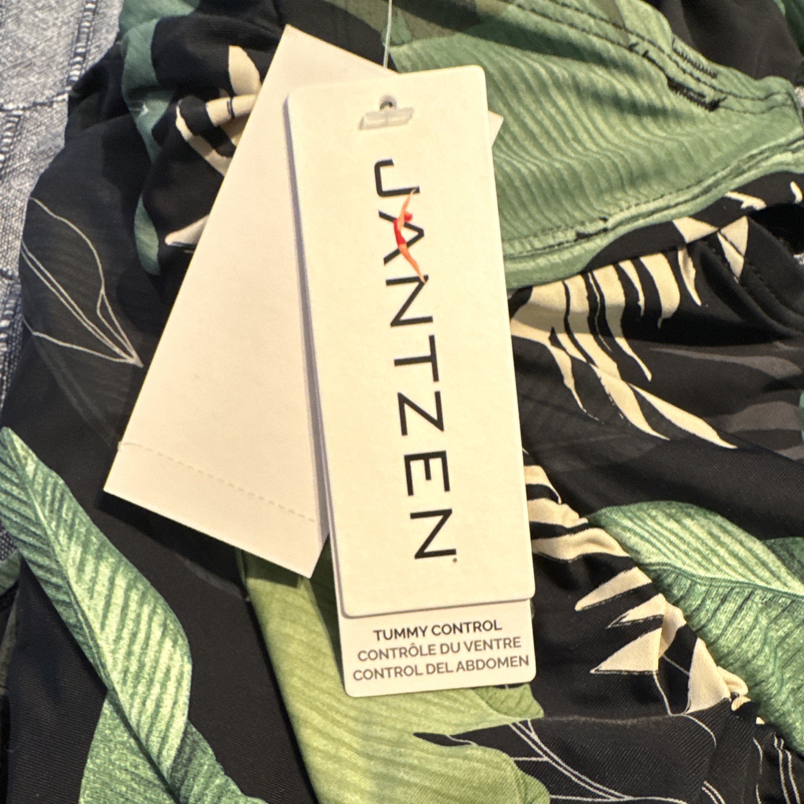 Jantzen Tummy Control Tropical One-Piece Swimsuit Black/Green Size 6 JZ24738M