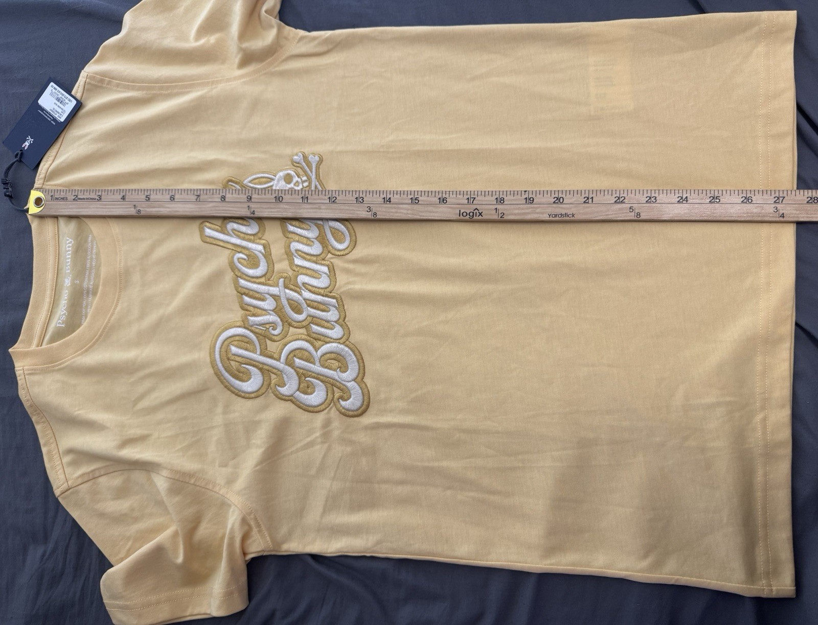 Psycho Bunny Elias Graphic Tee Mens S Sz 3 Sahara Sun Yellow Embroidered NWT