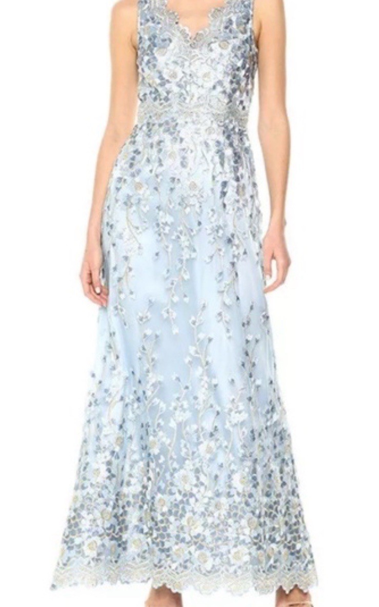 Tahari Arthur S Levine SZ 12 Dress Light Blue And Gold Gown