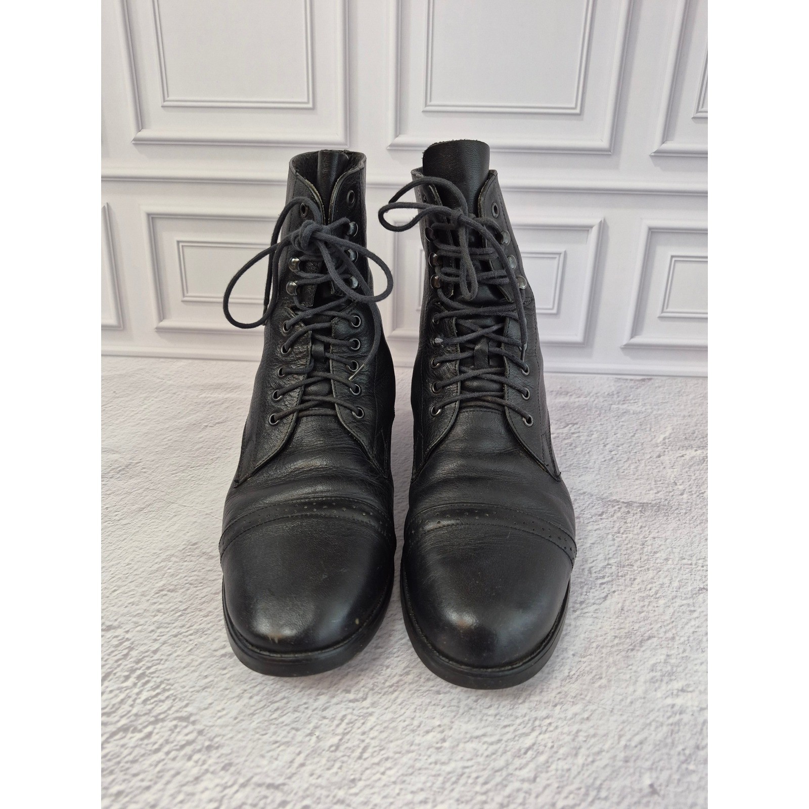 On Course By Frelonic Equestrian Brown Leather Cap Toe Ankle Riding Boots Sz 9