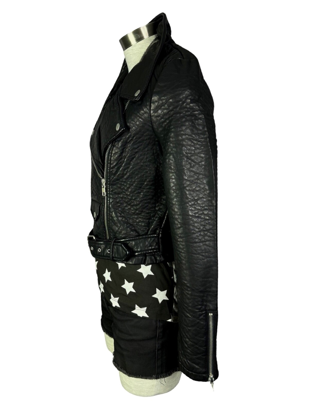 Nasty Gal Atomic Vegan Leather Moto Punk Metal Biker Rock Star Black Jacket