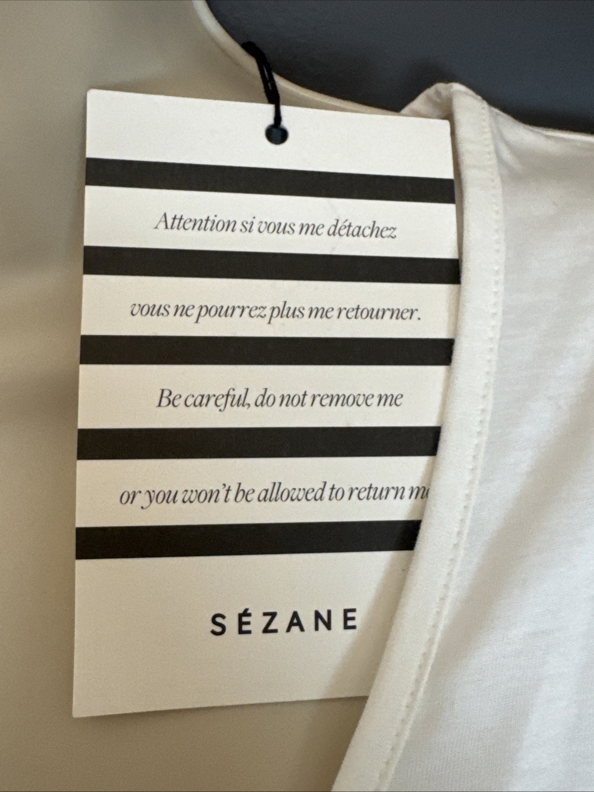NWT Sezane Domingo Tee Size L White Cotton Tie Front Short Sleeve Top