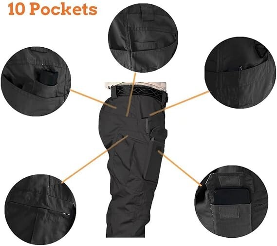 Tactical Mens Cargo Pants Waterproof Work Hiking Combat Outdoor Trousers Pants