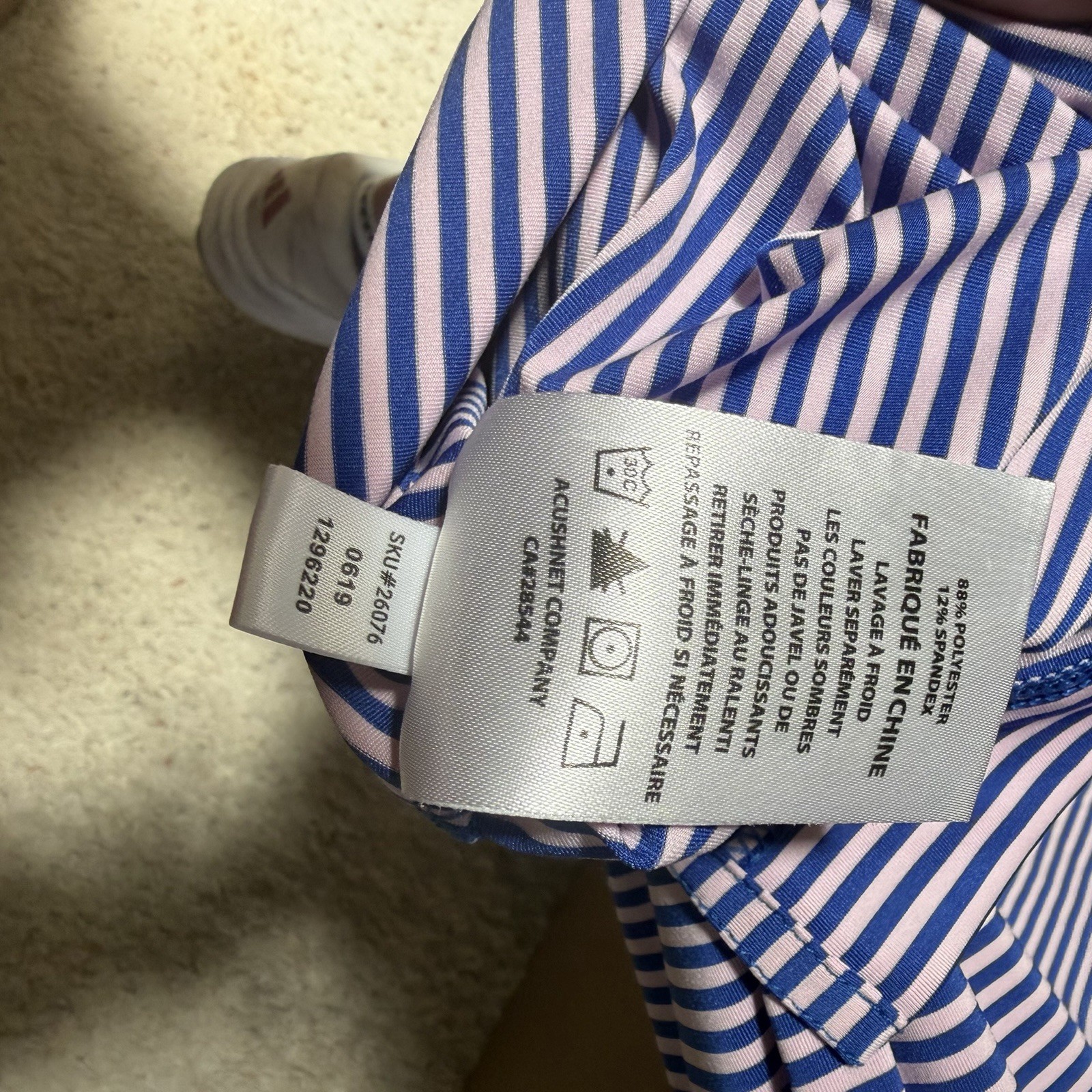 Footjoy LARGE Shirt Blue Pink Striped Polo Short Sleeve Golf Casual