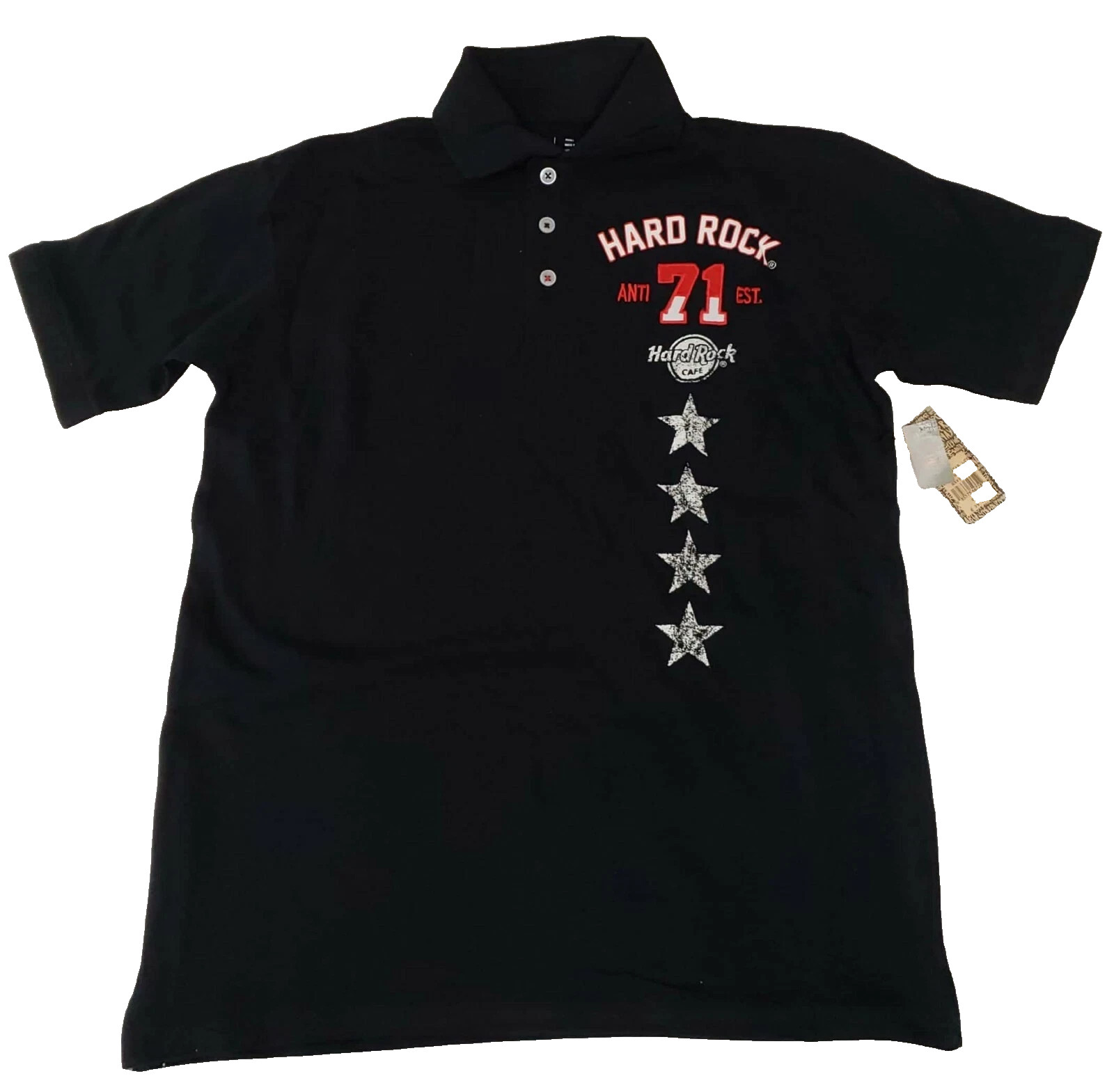 Hard Rock Cafe Mens XL Navy Blue Star Location New York Classic Fit Polo Shirt