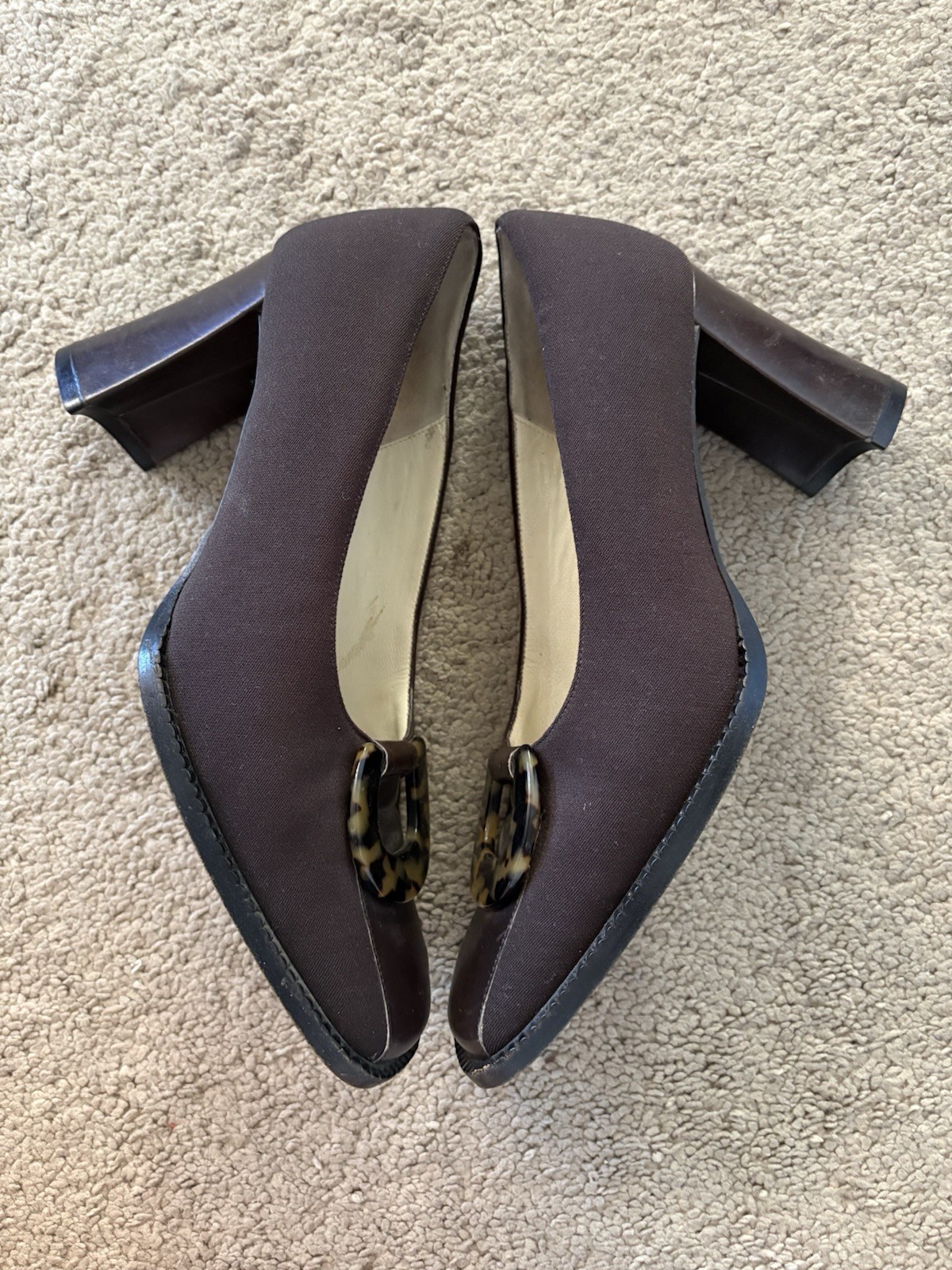 Claudia Ciuti Banrie Brown Pump Tortoise Shell Buckle EU Size 37 US Size 6.5-7