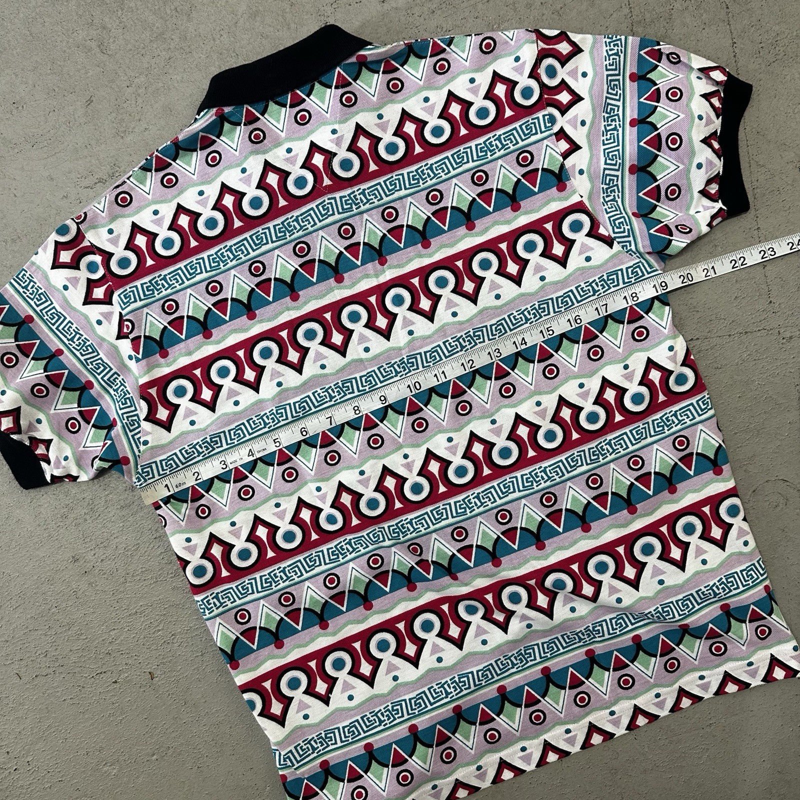 Vintage Le Coq Sportif Abstract Print Tennis Polo Shirt Women’s S 80s 90s NWT