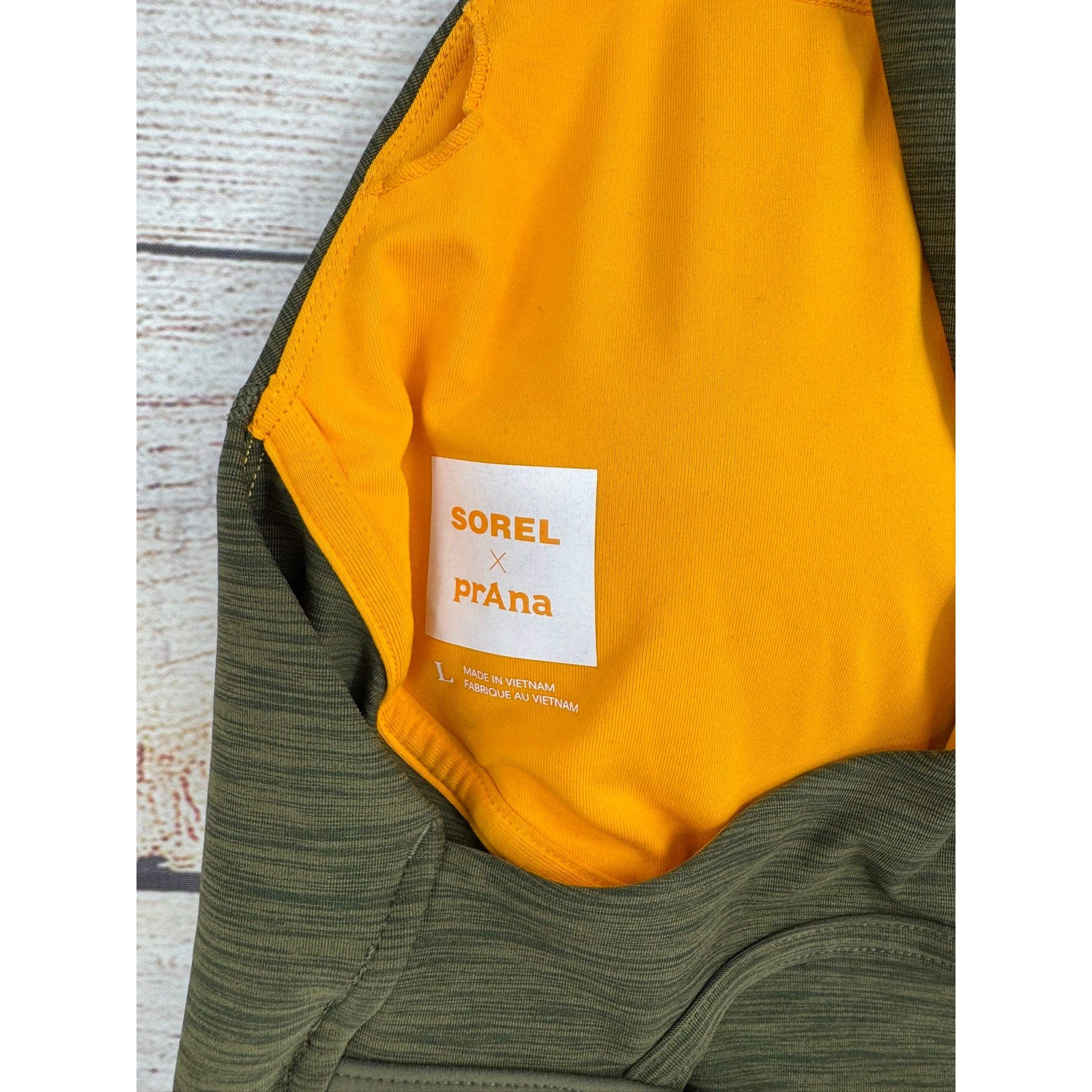 prAna x Sorel Wandering Soul Bralette Womens Large Green Orange High Neck
