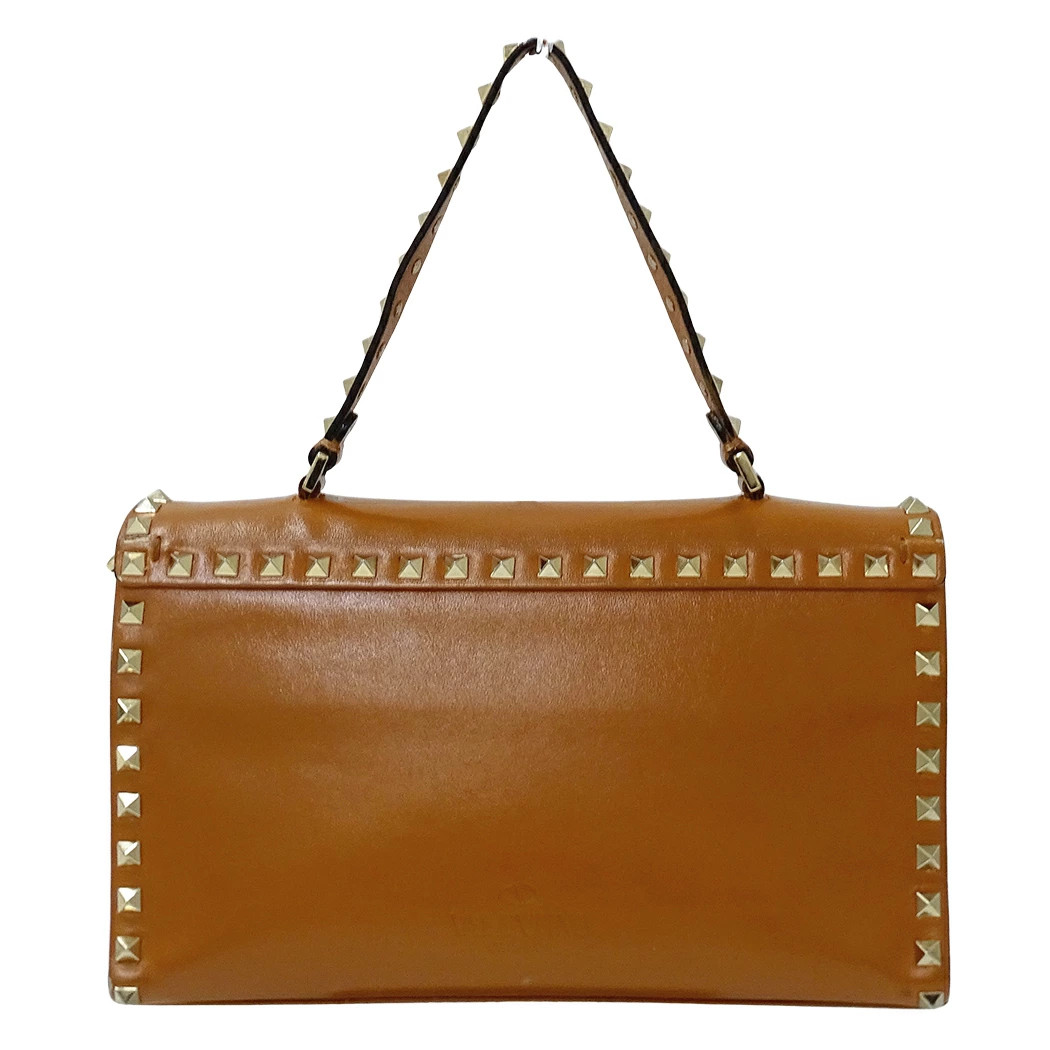 Valentino Garavani 2way Rockstud Leather Bag Camel Brown Shoulder Bag #BBB403