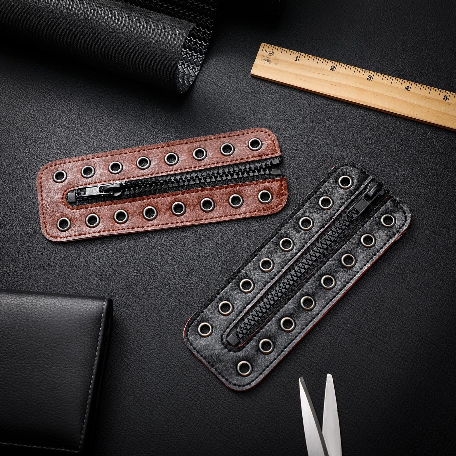 4 Pcs PU Leather Boot Zipper Inserts – Tieless Lace up Zipper Laces 8 Eyelet …