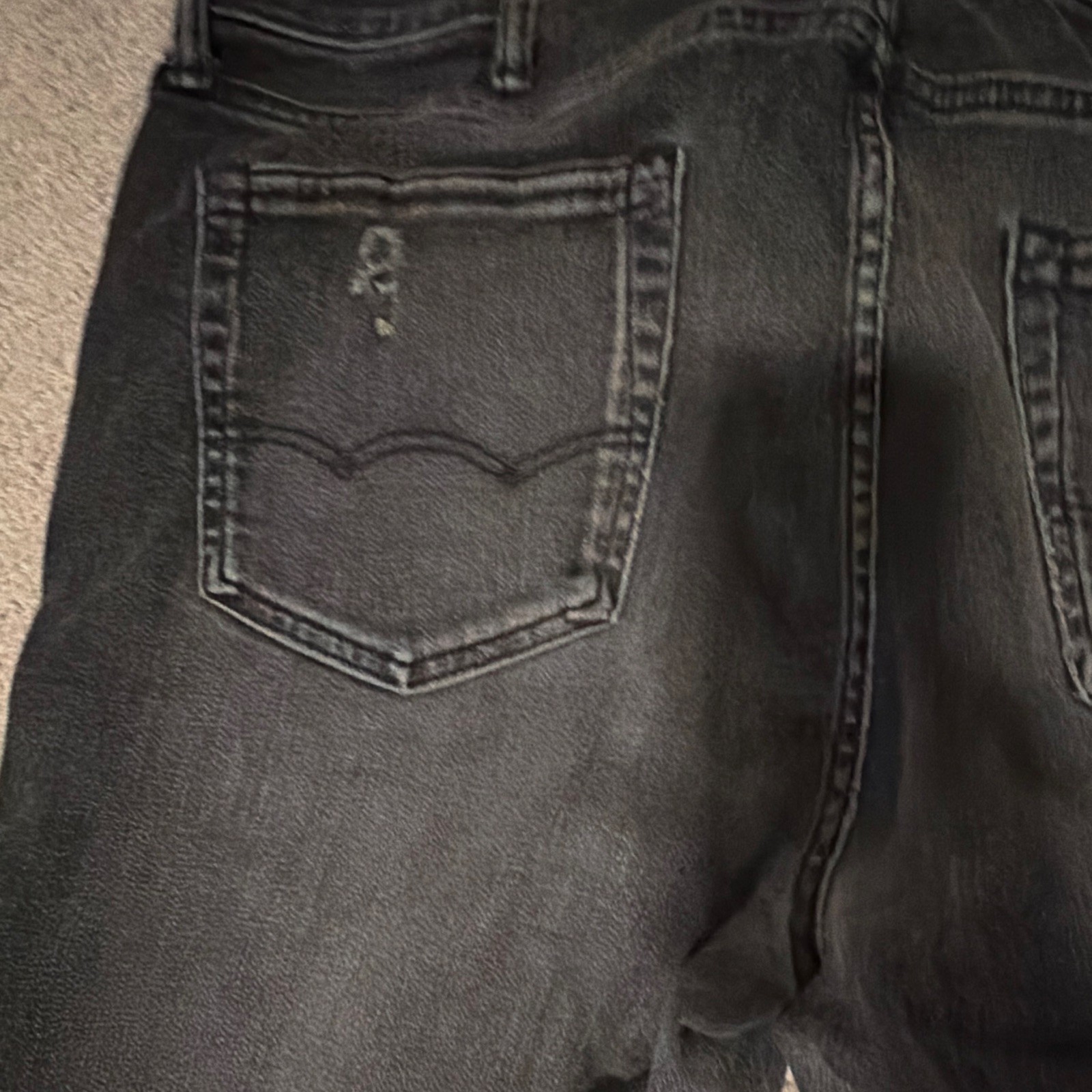 Mens American Eagle AirFlex+ Black Distressed Ripped Skinny Slim Jeans 31