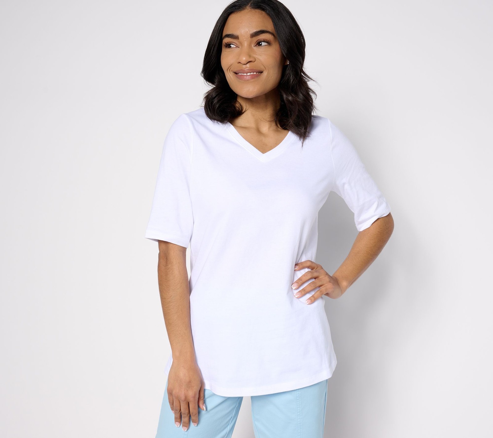 Gloria Vanderbilt Women’s Top Sz XL Denim & Co. Essentials True White A633277