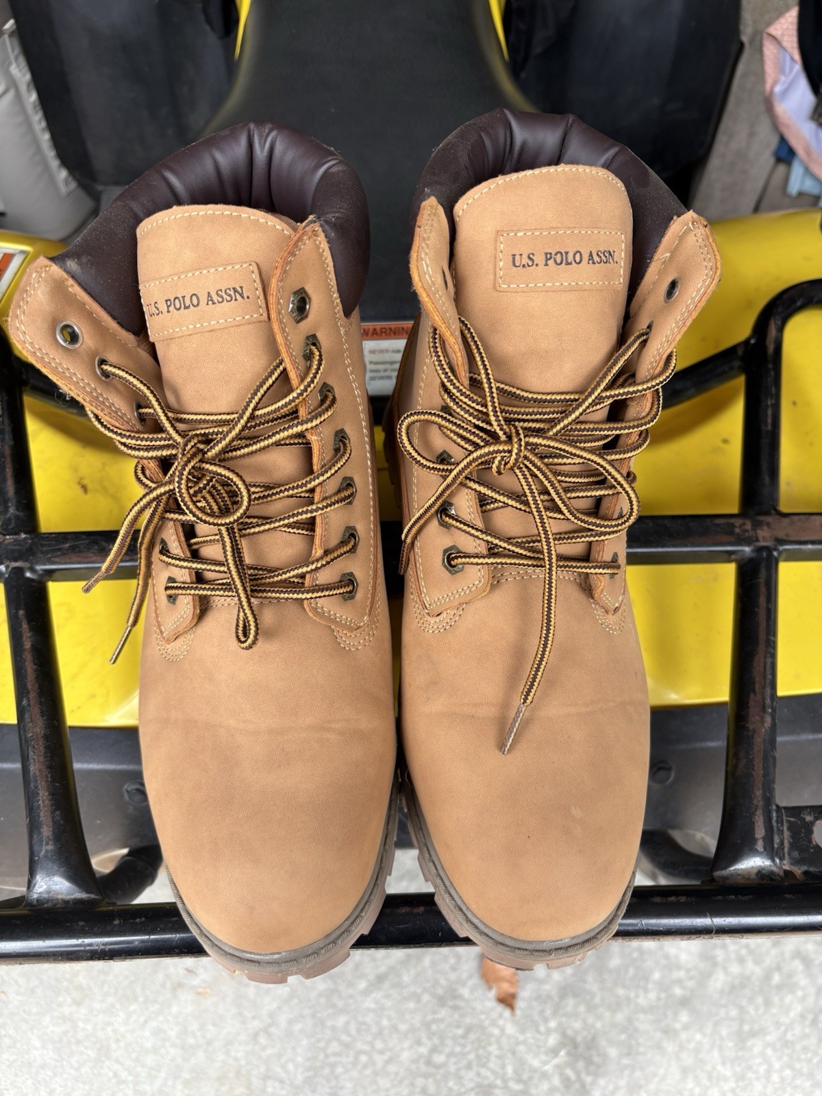 U.S. Polo Assn. Owen High Mens 11M Tan Wheat Work Boots Lug Sole Ankle Lace Up