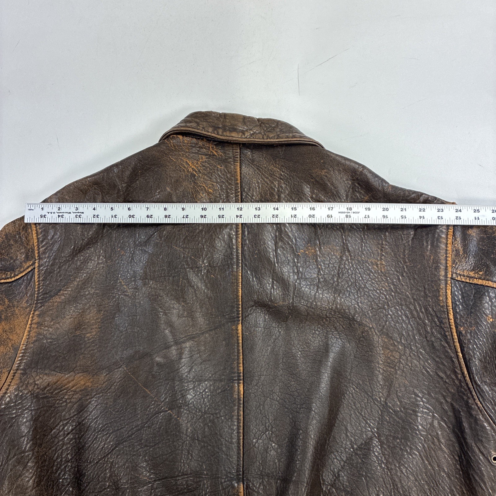 Vintage Avirex Leather Flight Bomber Jacket Size XL Brown Distressed
