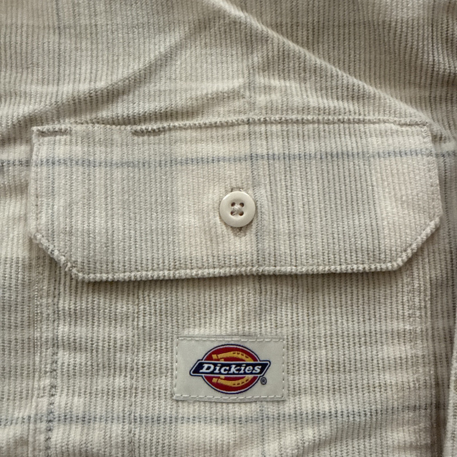 Dickies Corduroy Plaid Alma Button Up Shirt NWT Men’s Ivory Skater L/G