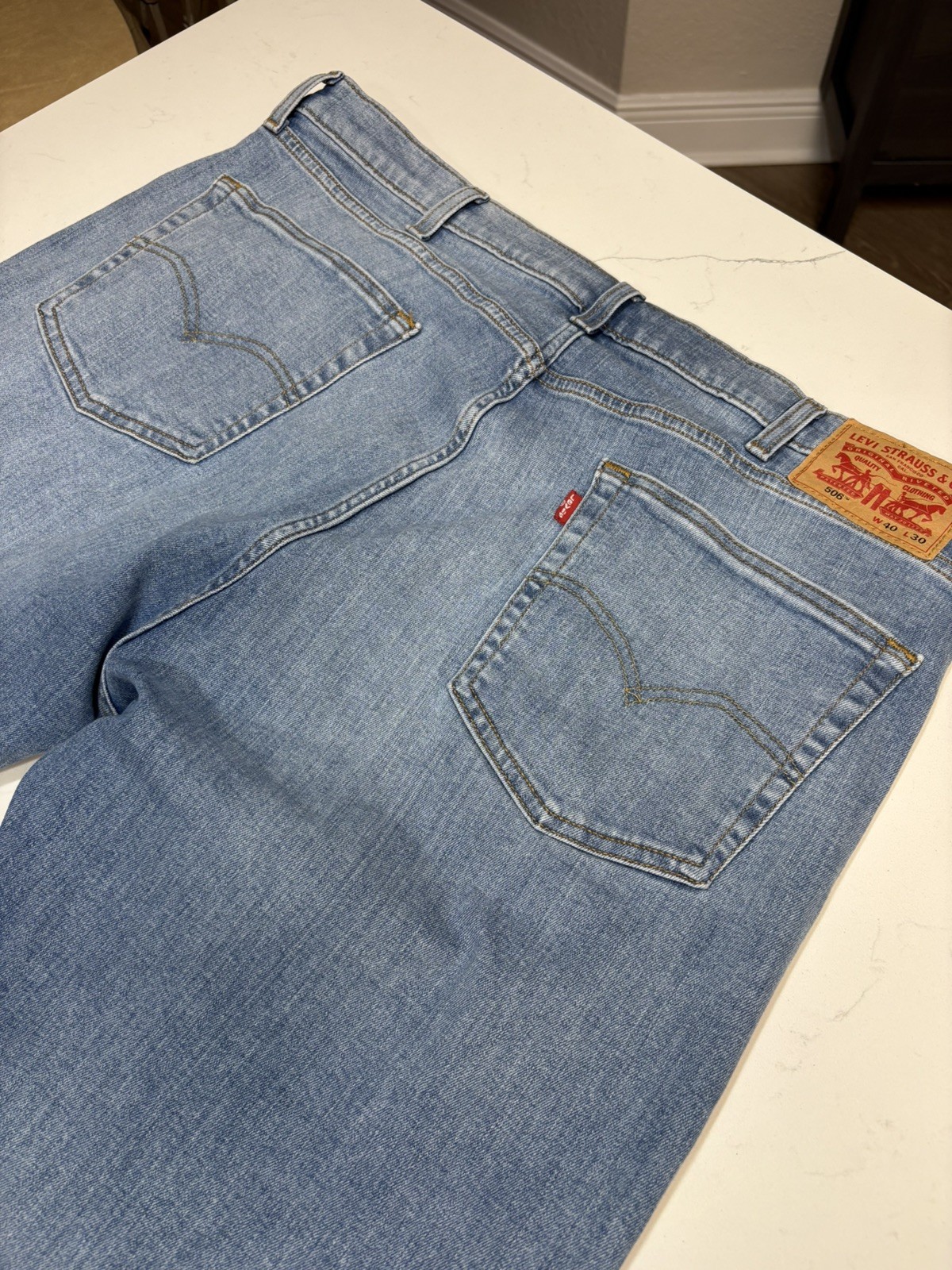 Levi’s Mens Jeans 506 Straight Leg Blue Denim Comfort Stretch Medium Wash 40×30