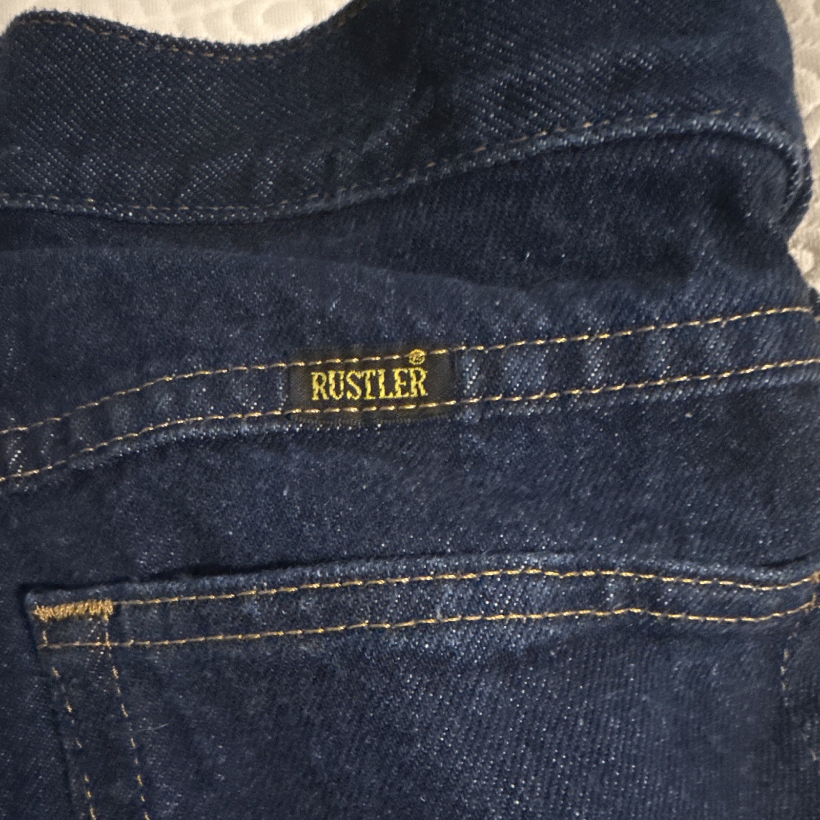 Rustler Classic Men’s Dark Wash Blue Denim Jeans Straight Regular Fit Zip