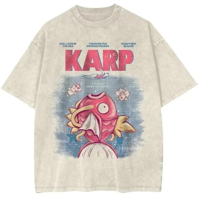 Jaws x Magikarp Shirt, Poke Shirt, Anime Shirt, Vintage Graphic Tee Unisex