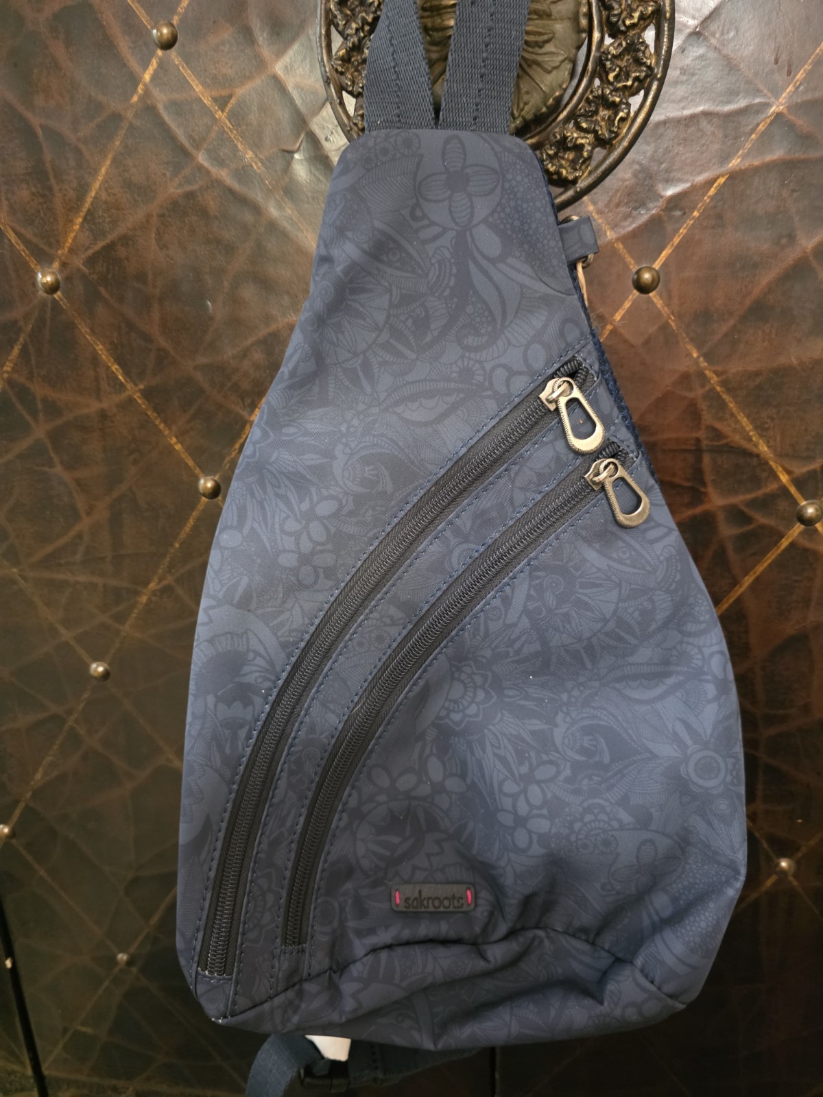 Sakroots Women’s Crossbody Bag Deep Blue Floral Print
